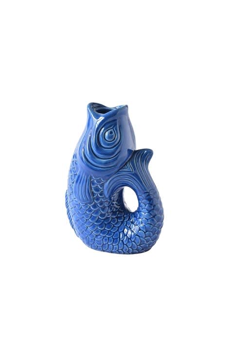 Monsieur Carafon Fish, candle holder S - azure