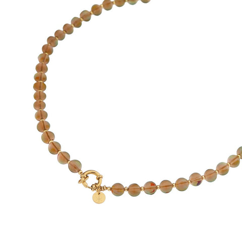 Brown flame necklace gold