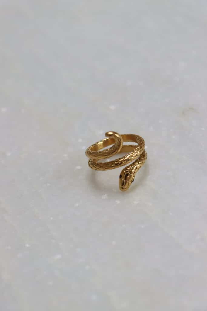 10_21 stainless steel ring gold snake size 7
