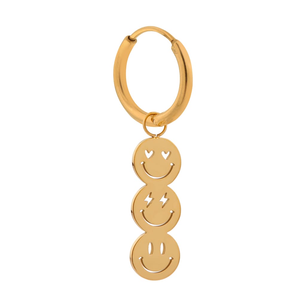 Single happy smiley hoop gold