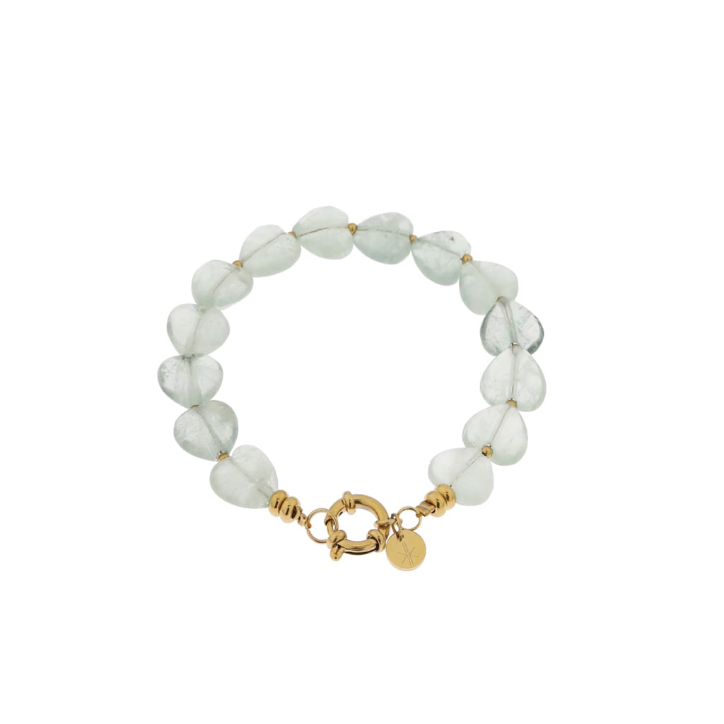 Fluorite heart bracelet gold