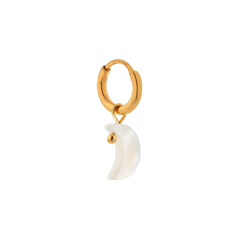 Single mystical moon hoop gold