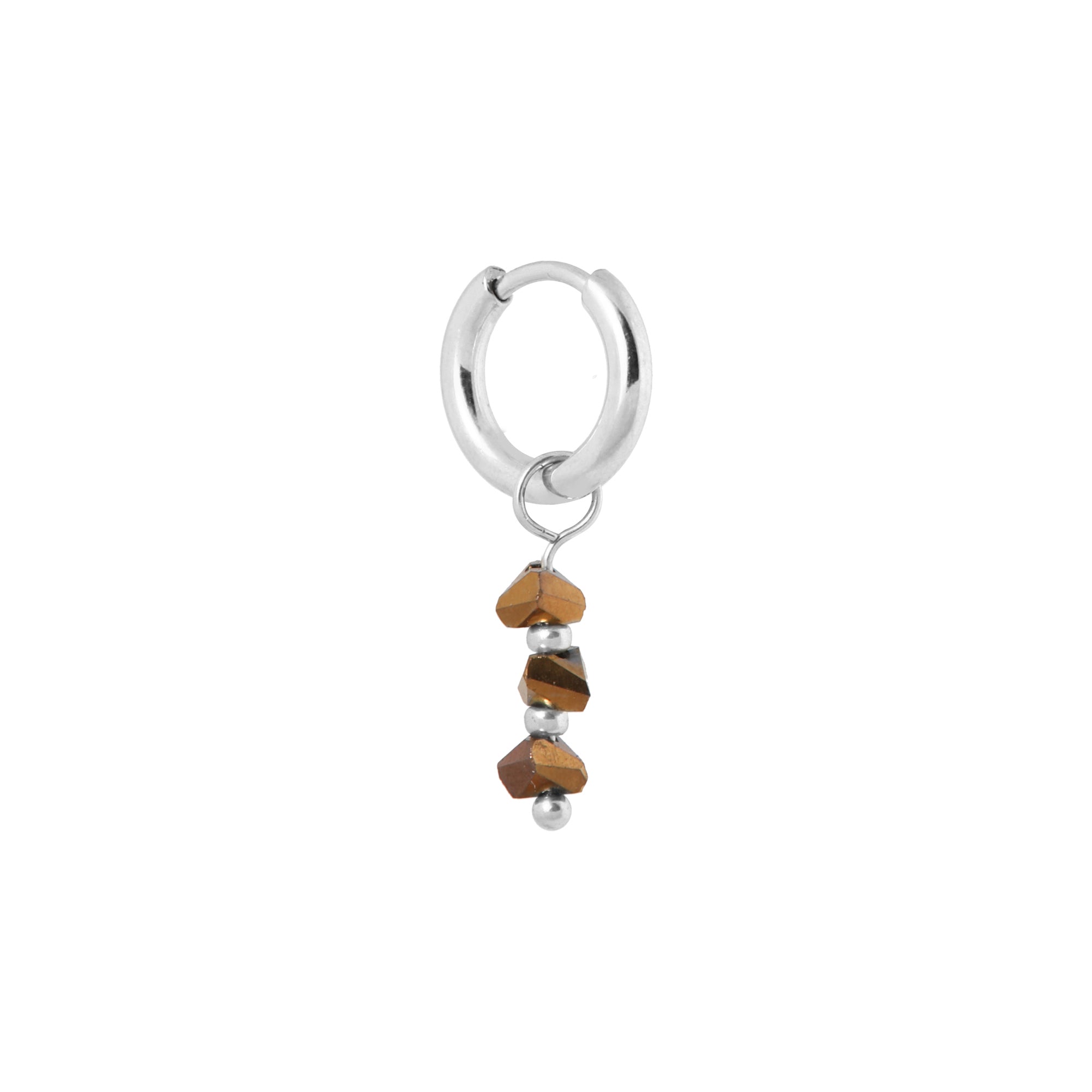 Single triple brown hoop silver