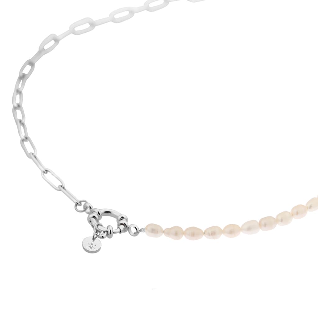 Hold on pearl necklace silver