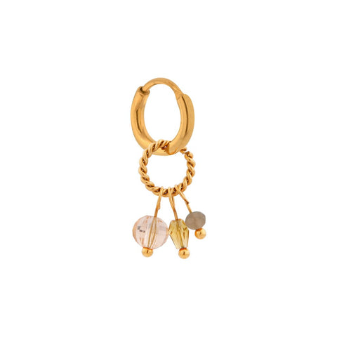 Single twisted stones hoop gold