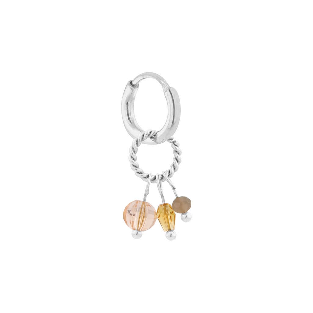 Single twisted stones hoop silver