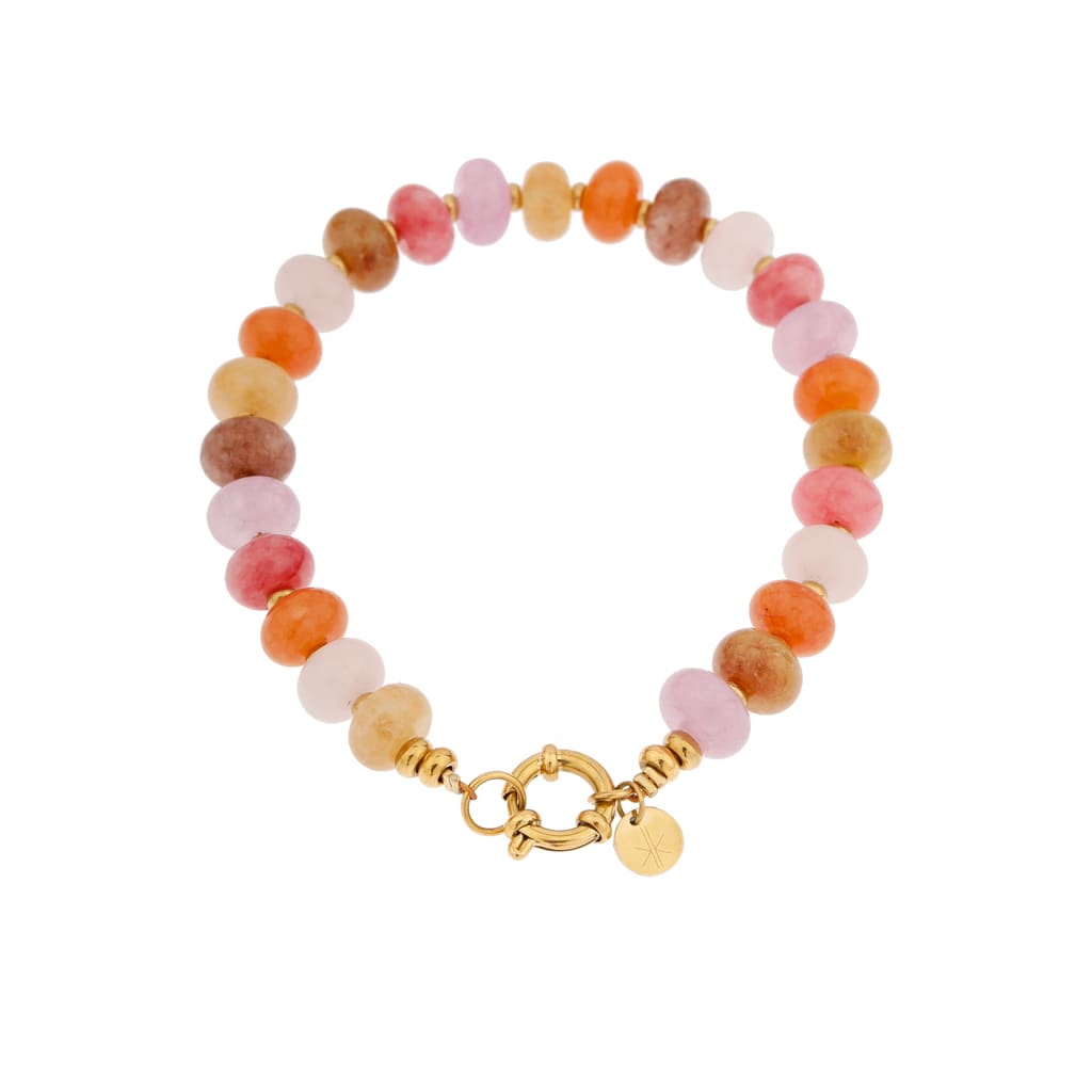 Colorful jade bracelet gold