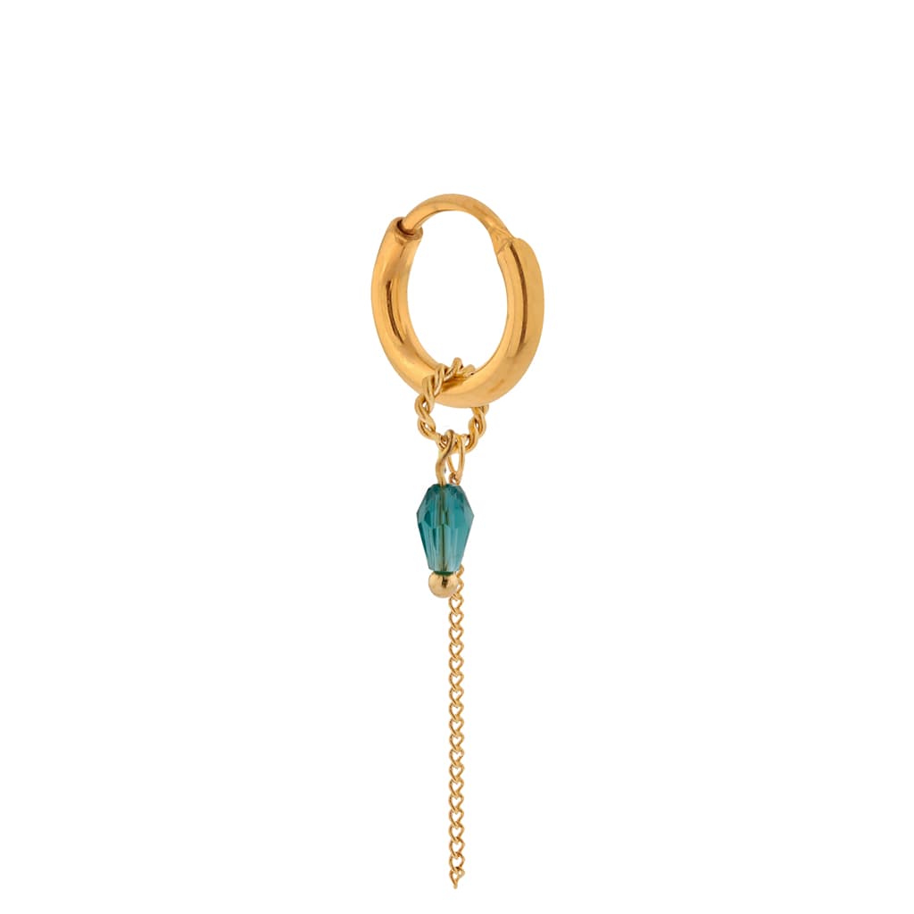 Single chain green drop hoop gold