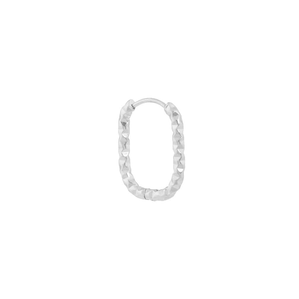 Single oval hilly hoop silver