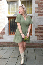 YASVILMA 3/4 WRAP DRESS - Oil Green
