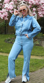 YASBLOCKA HW JEANS S. - Dark blue denim / light blue