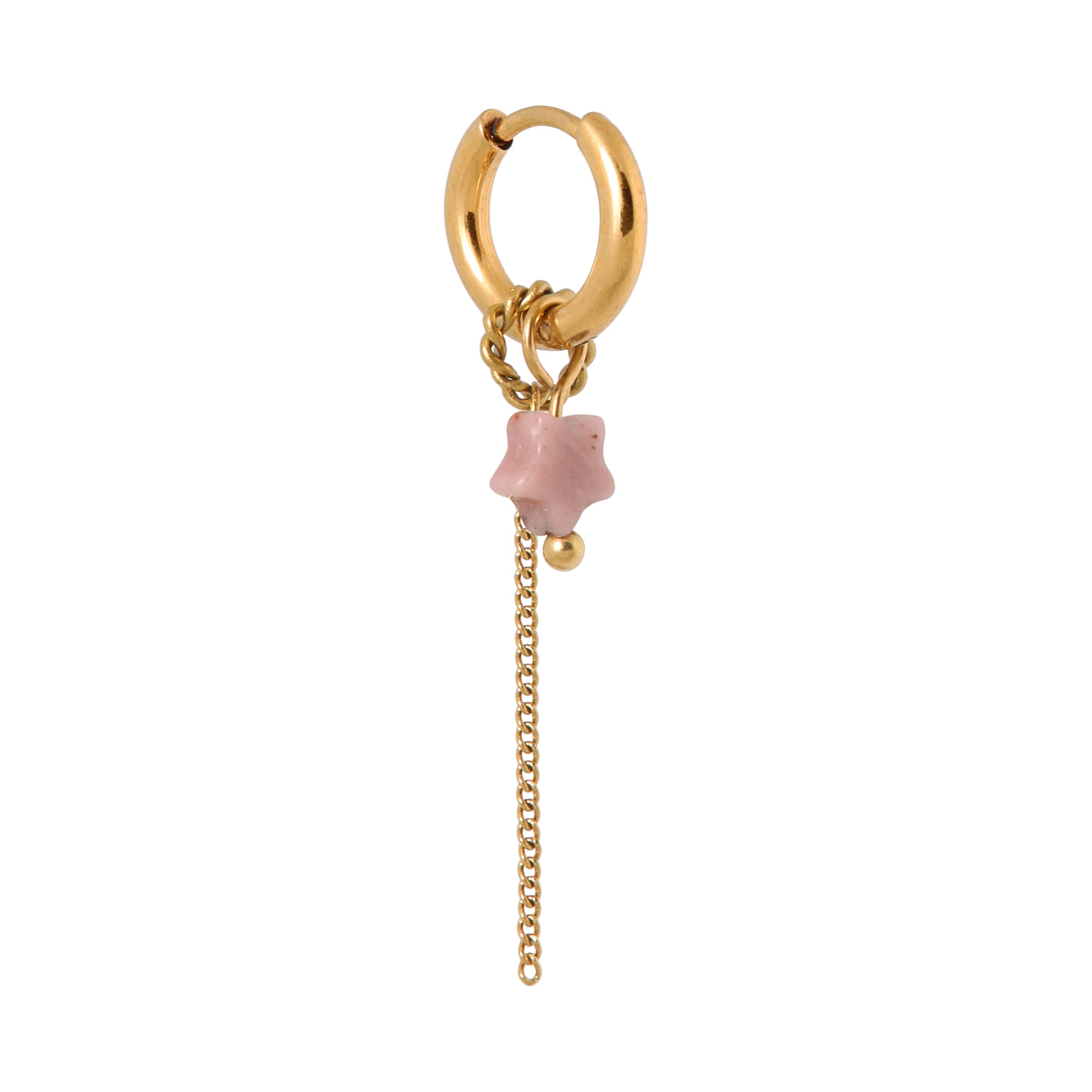 Single Chain pink star hoop gold