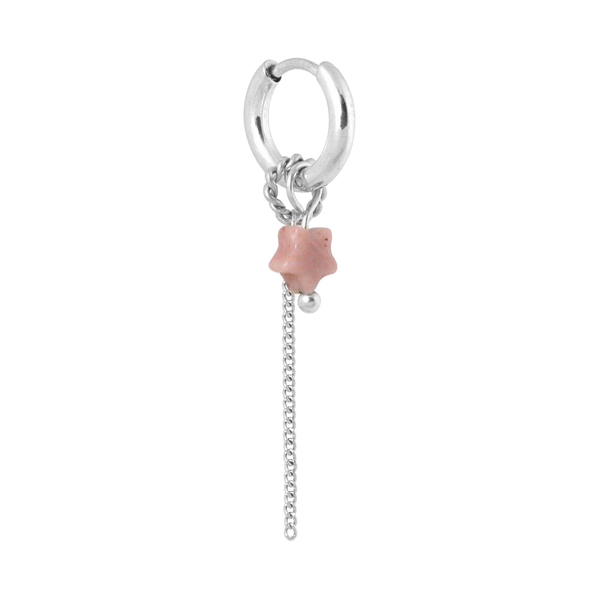 Single Chain pink star hoop silver