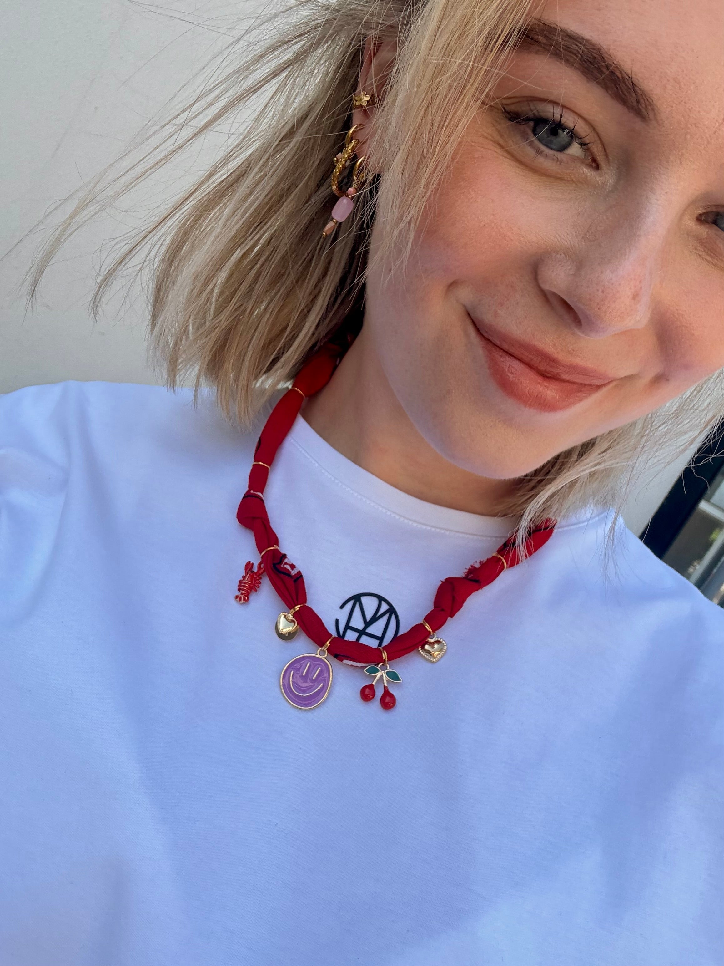 Geknoopte bandana ketting - Rood