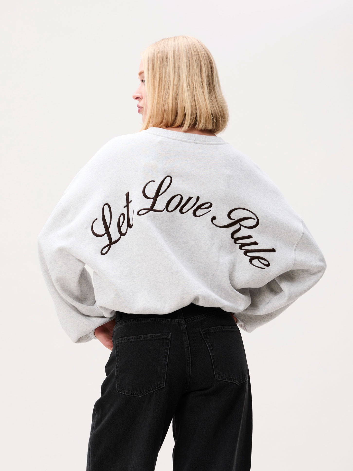 Oversized Graphic sweater - ligt grey melange