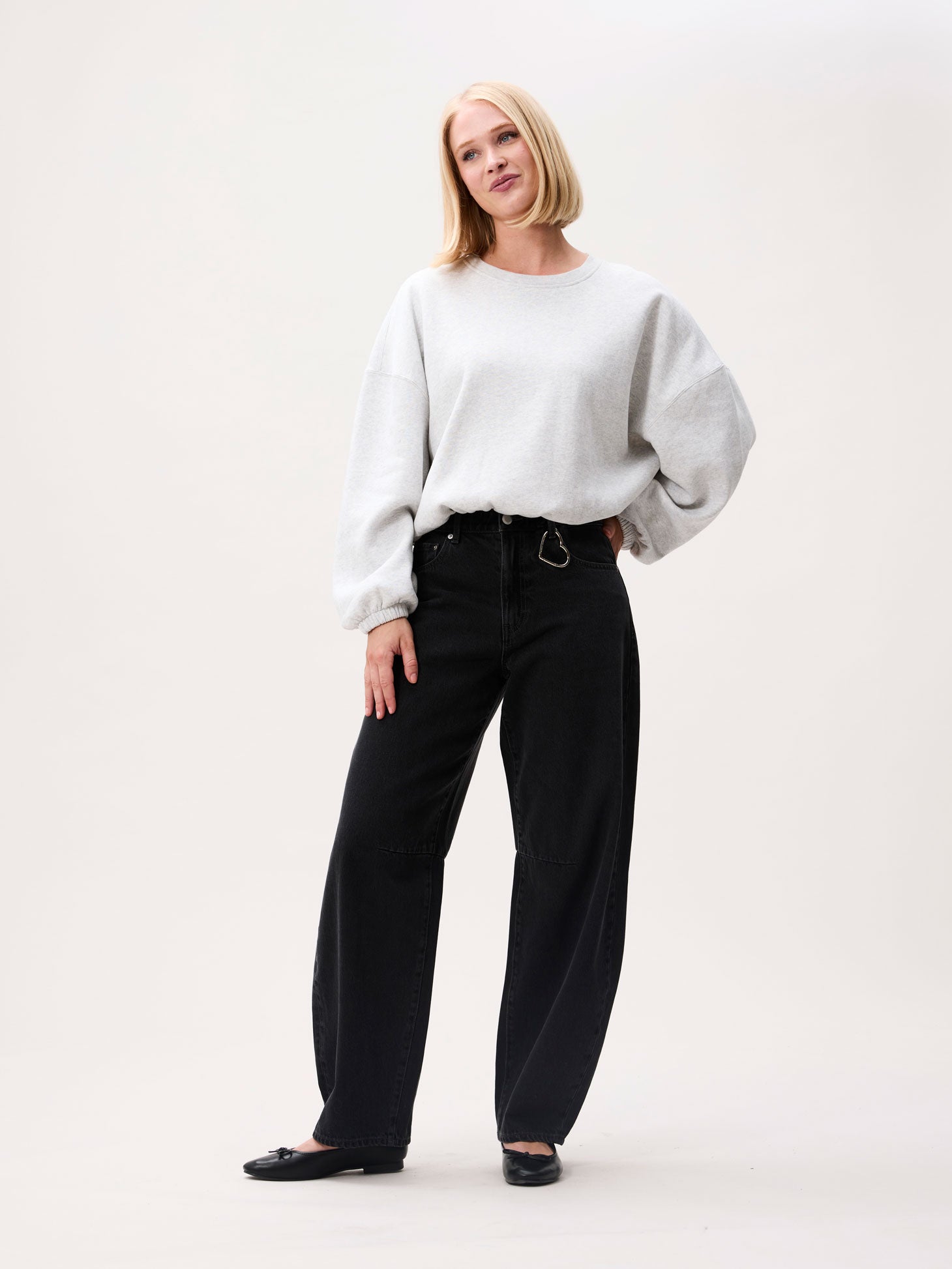 Oversized Graphic sweater - ligt grey melange