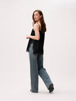 Lace spaghetti top - black