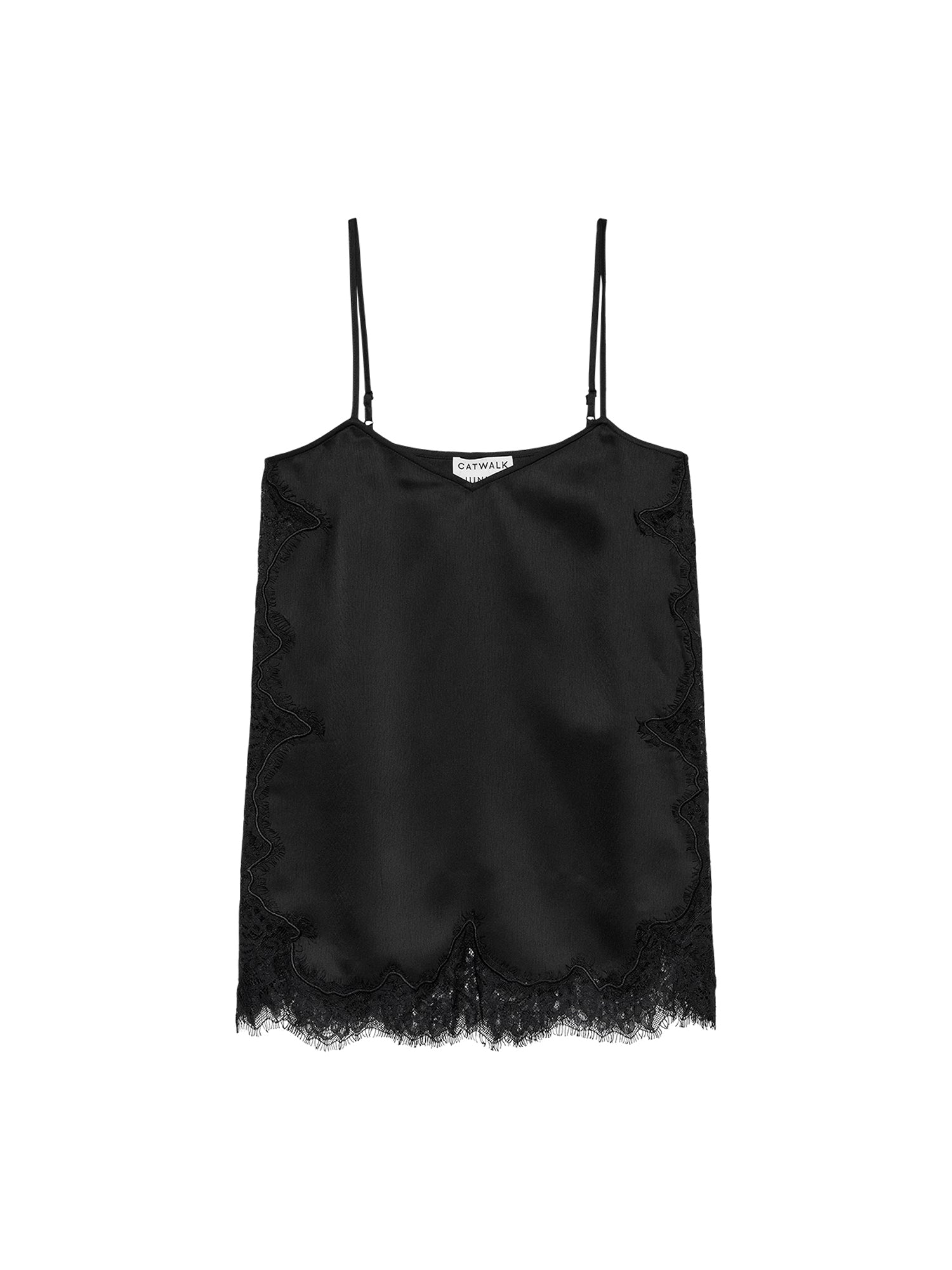 Lace spaghetti top - black