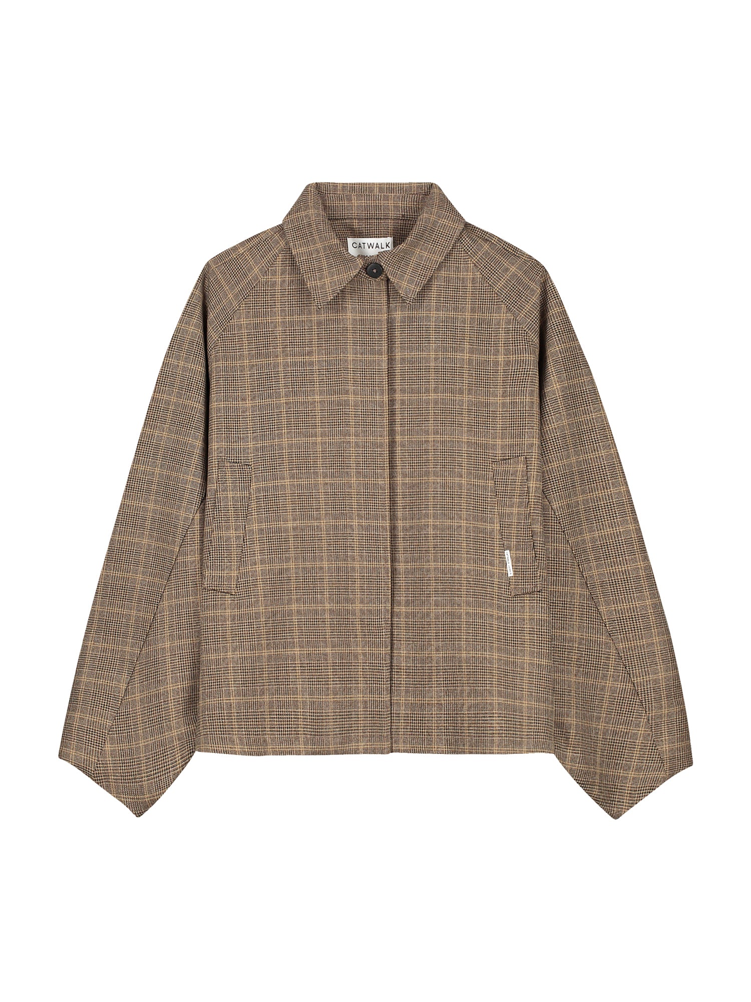 Check cape jacket - caramel