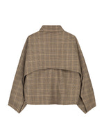 Check cape jacket - caramel