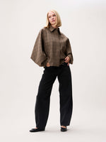 Check cape jacket - caramel