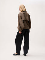 Check cape jacket - caramel