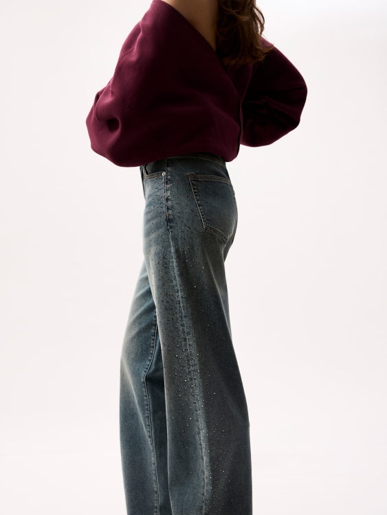 Loose fit jeans with strass
