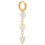Single triple white heart hoop gold