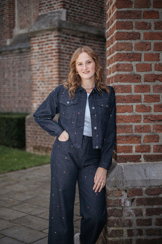Studded denim jacket TRIXIE - Blue denim