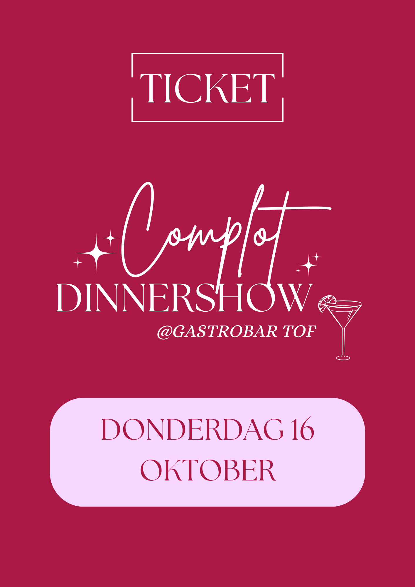 Ticket donderdag 16 oktober