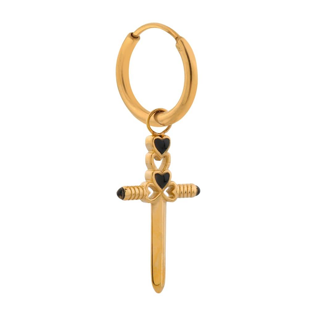 Single cupid's dagger hoop gold