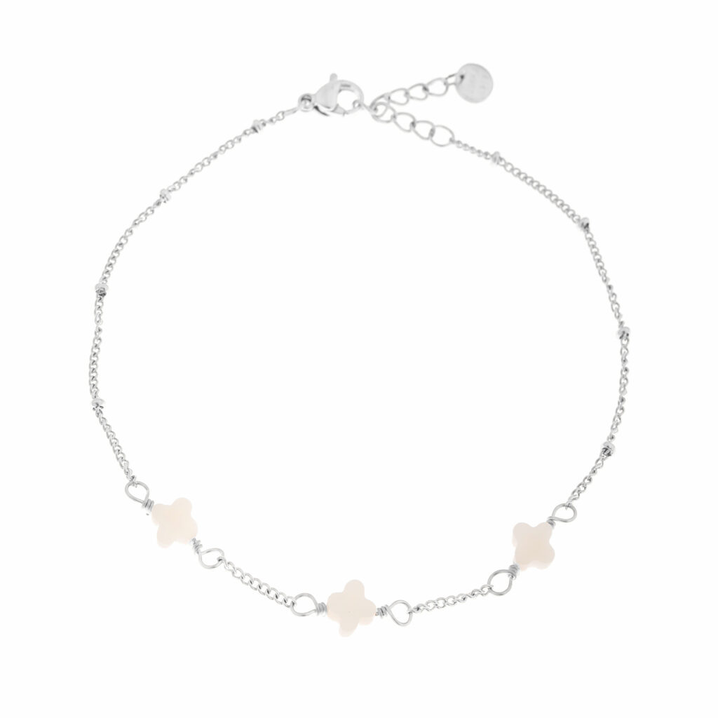 White clover anklet silver