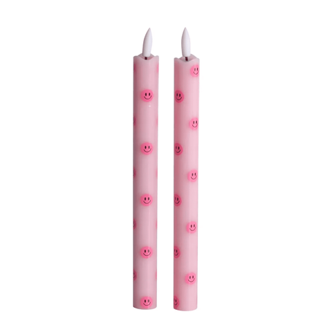 LED pillar kaars smiley pink
