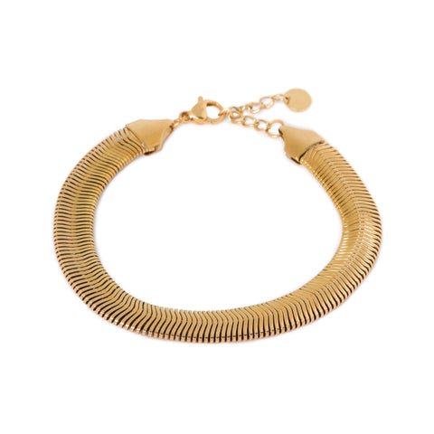 Flat snake bracelet gold