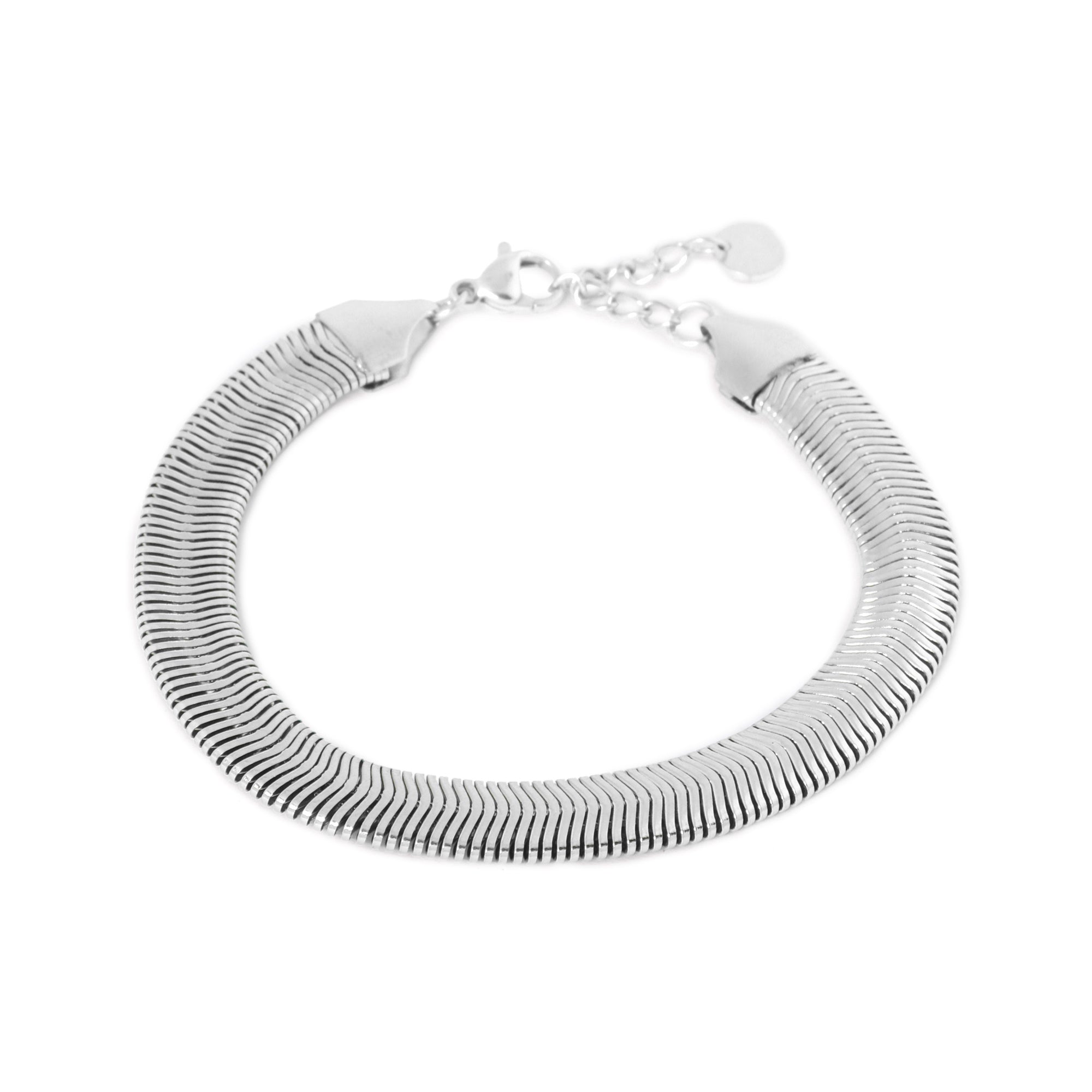 Flat snake bracelet silver