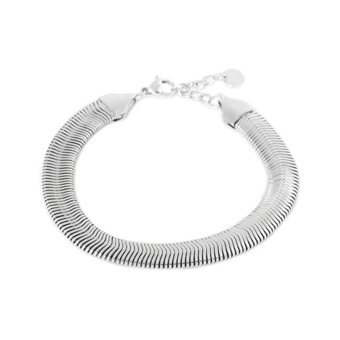 Flat snake bracelet silver
