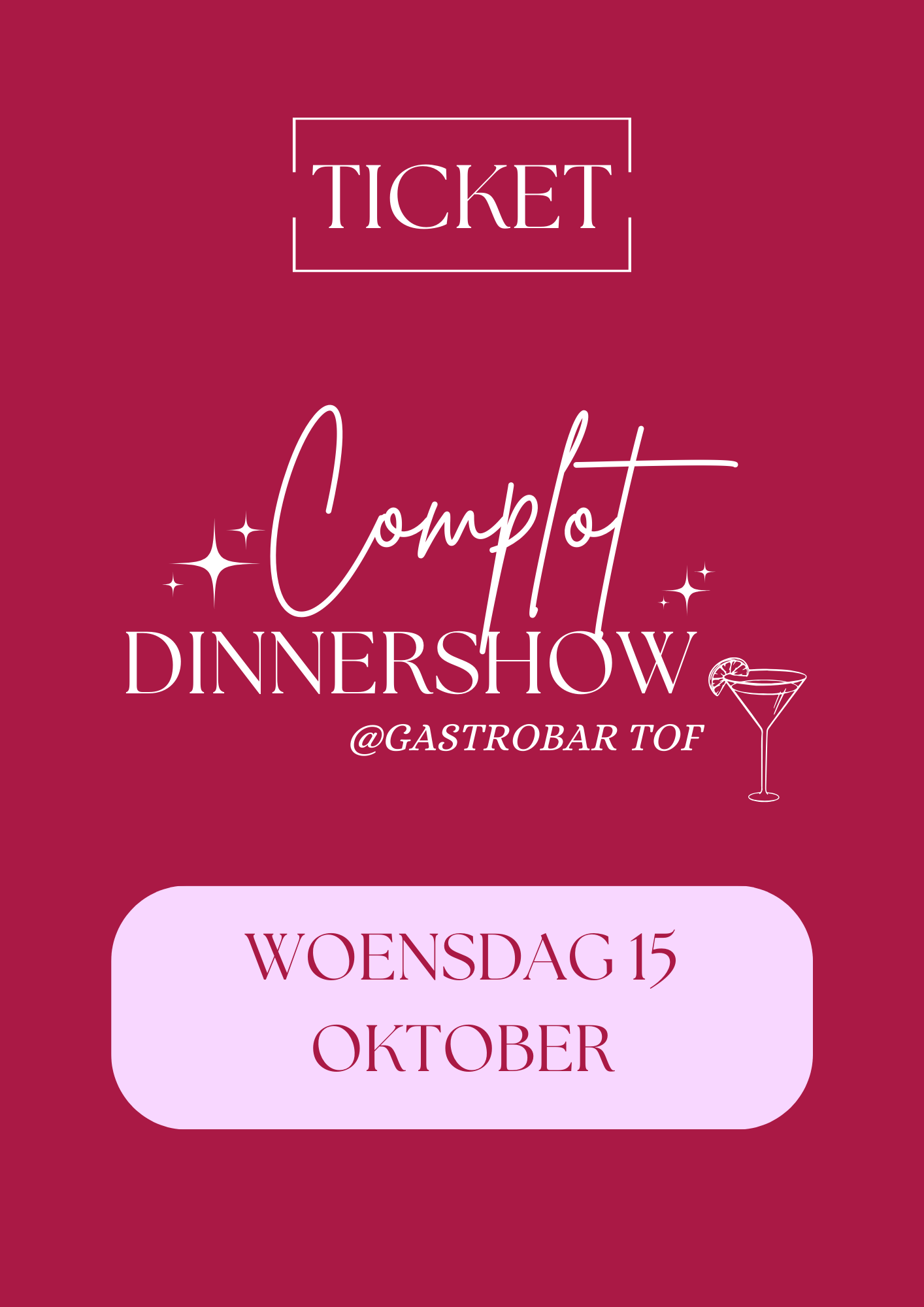 Ticket woensdag 15 oktober