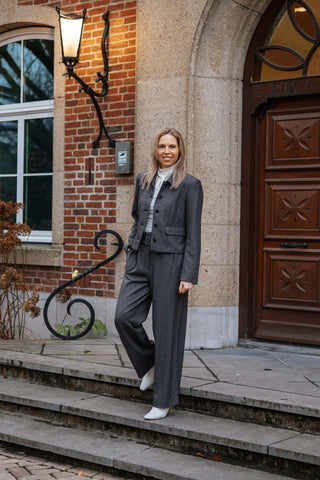 Slfwide Camilla hw pant - black structure