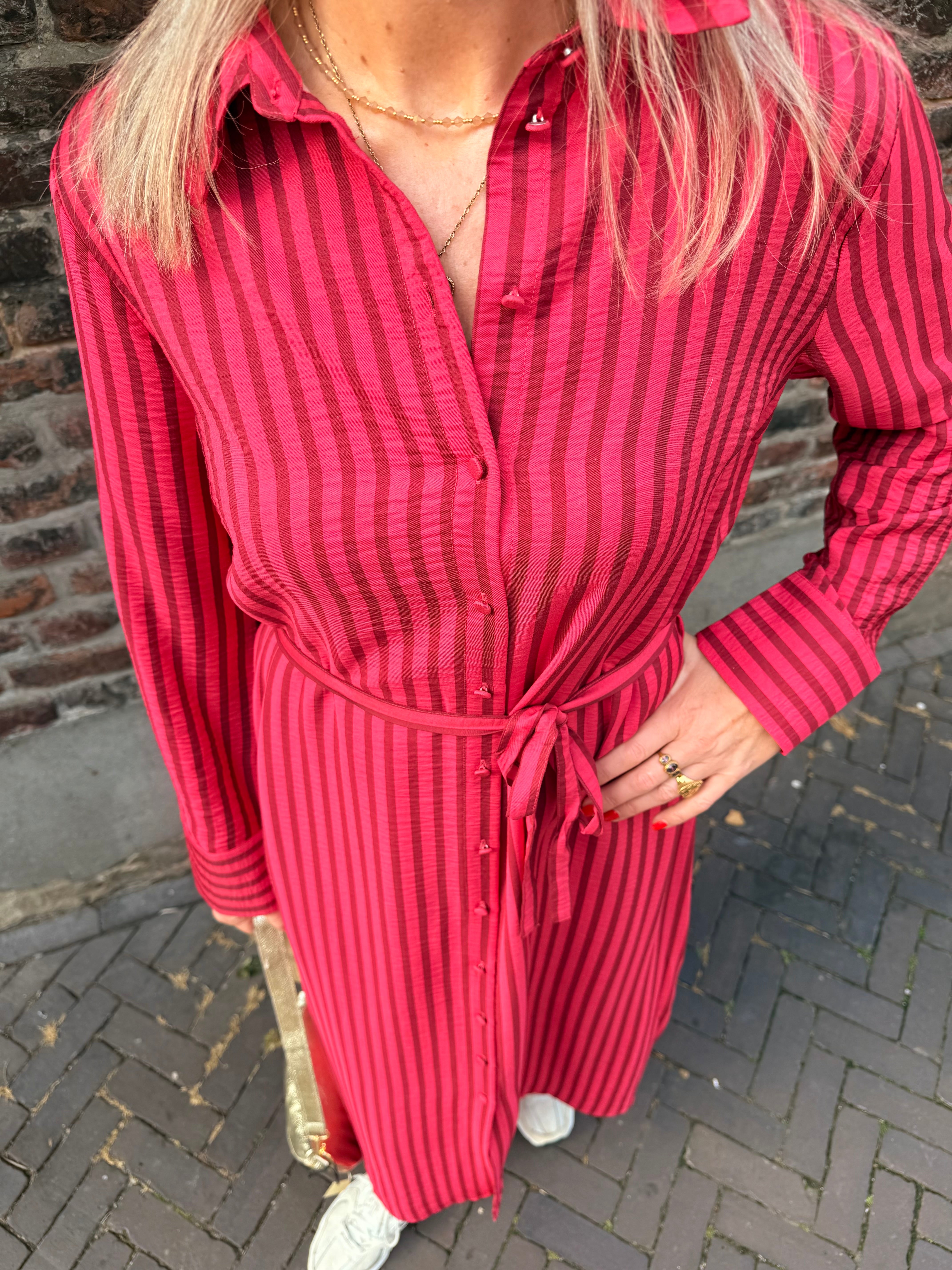 Yaskaya ls long shirt dress - Red/Pink
