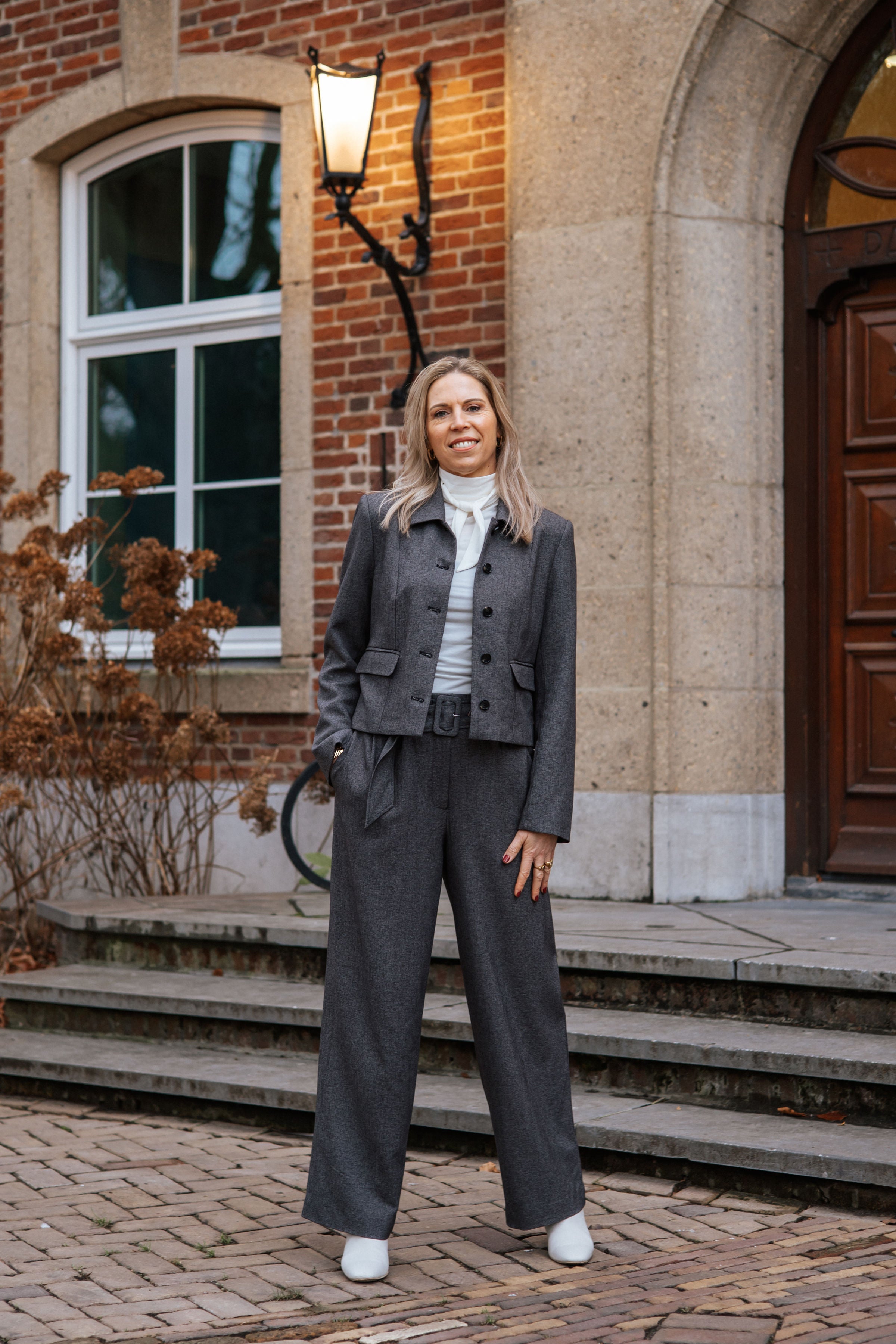 Slfwide Camilla hw pant - black structure