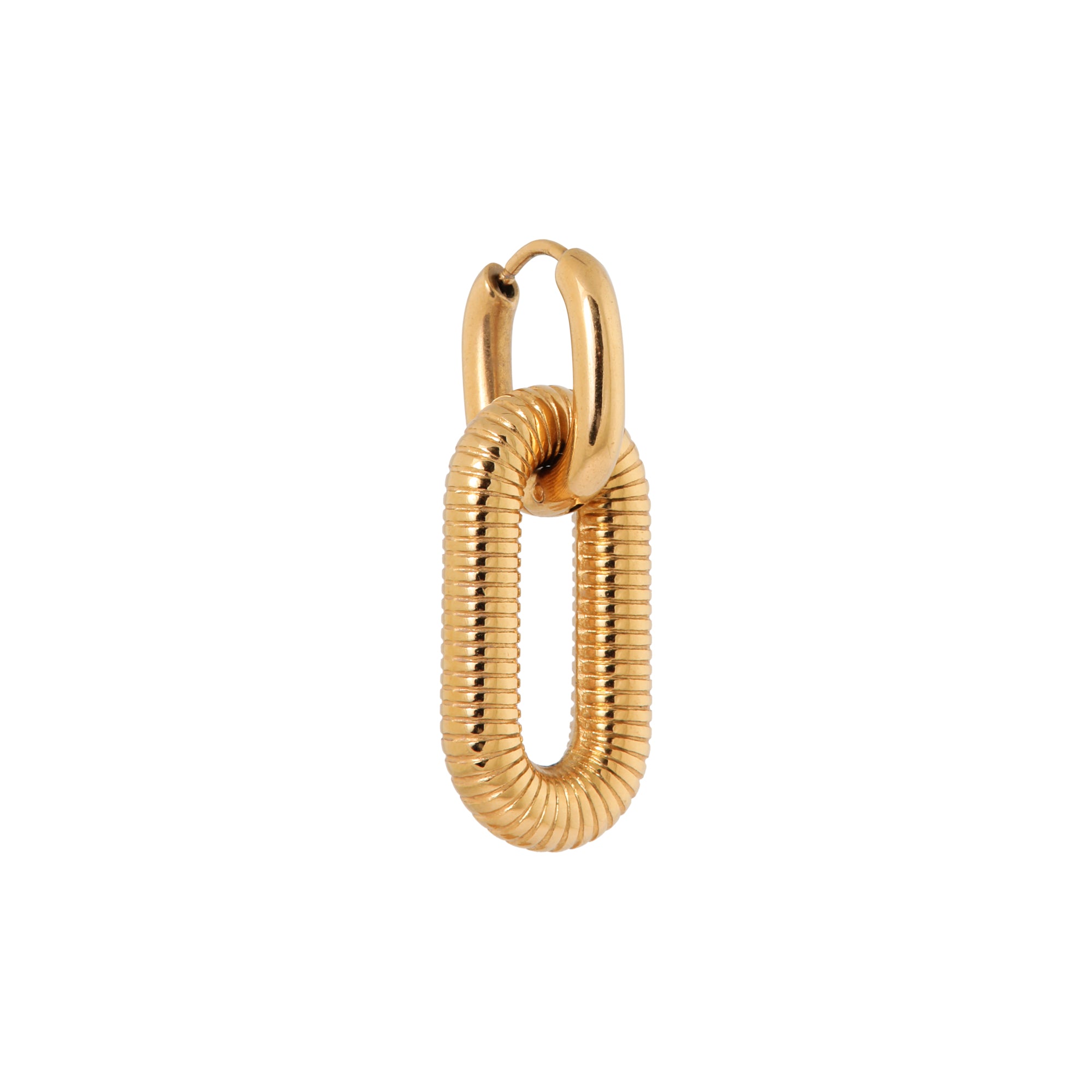 Single oval stripe hoop gold