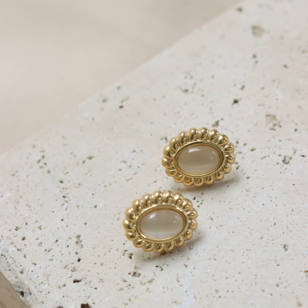 4_239 sterling silver gold plated set big stone 18mm