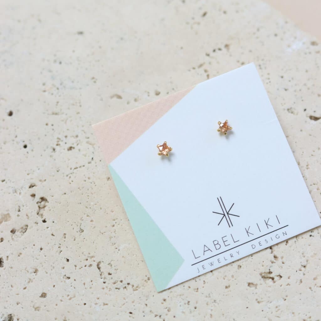 4_241 sterling silver gold plated set orange star 4mm