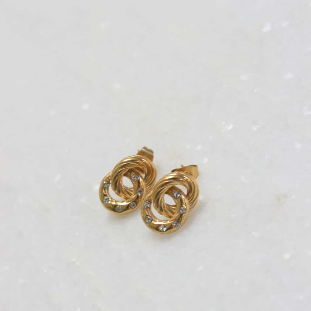4_254 sterling silver gold plated set big twisted round 16mm