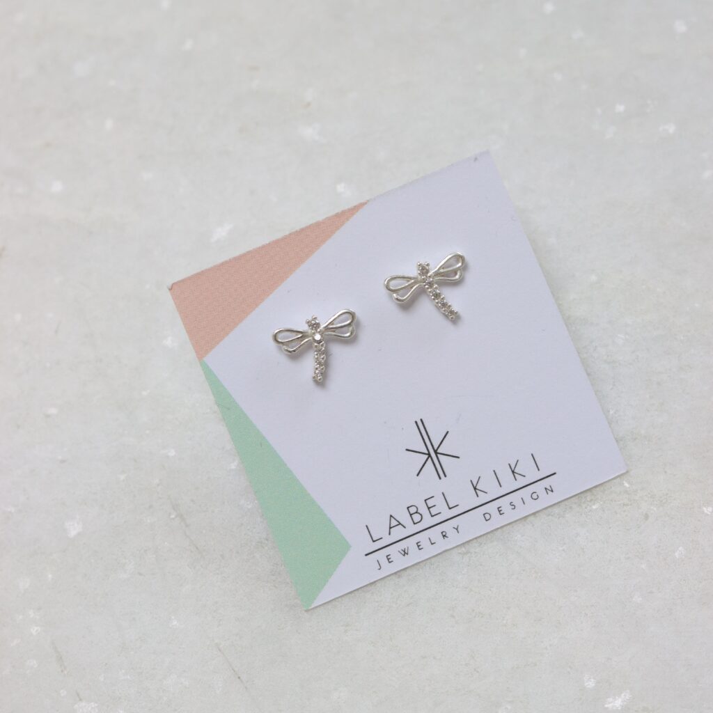 4_268 sterling silver set dragonfly 8mm