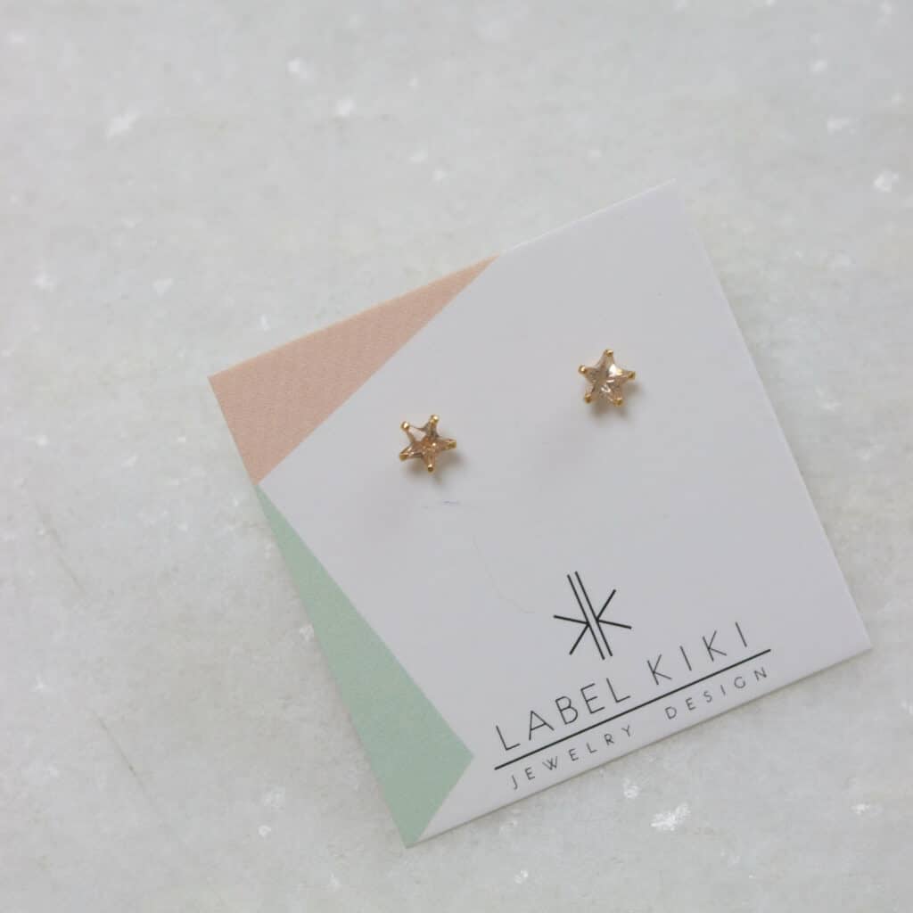 4_271 sterling silver gold plated set champagne star 5mm