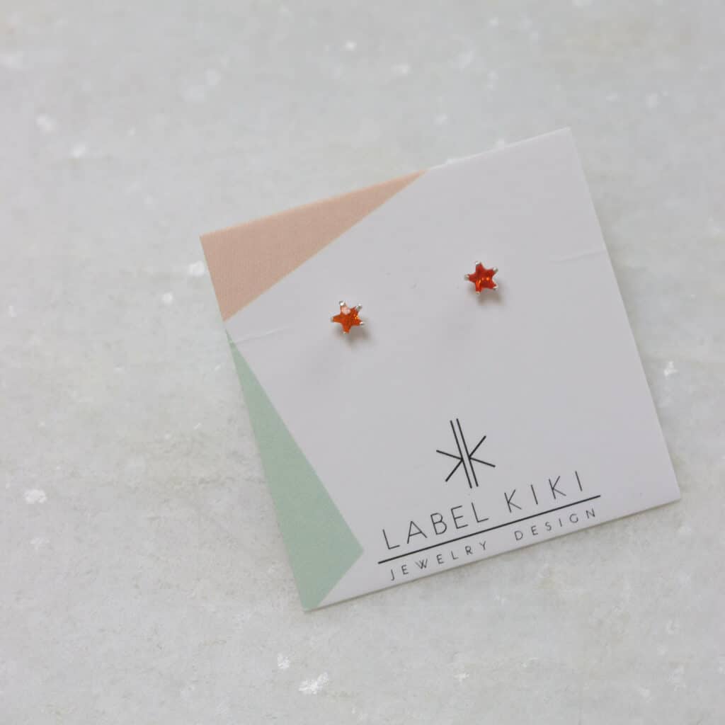 4_272 sterling silver gold plated set orange star 3mm