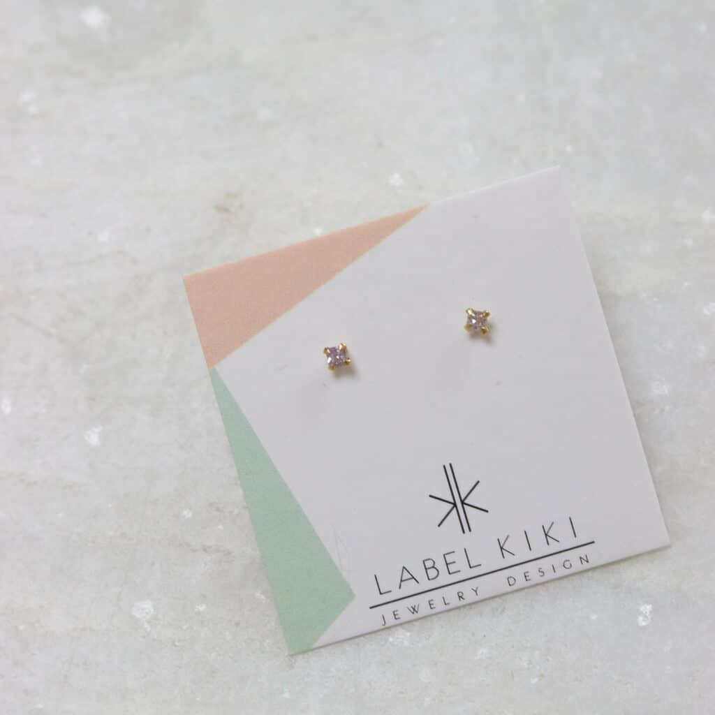 4_275 sterling silver gold plated set mini stone 3mm