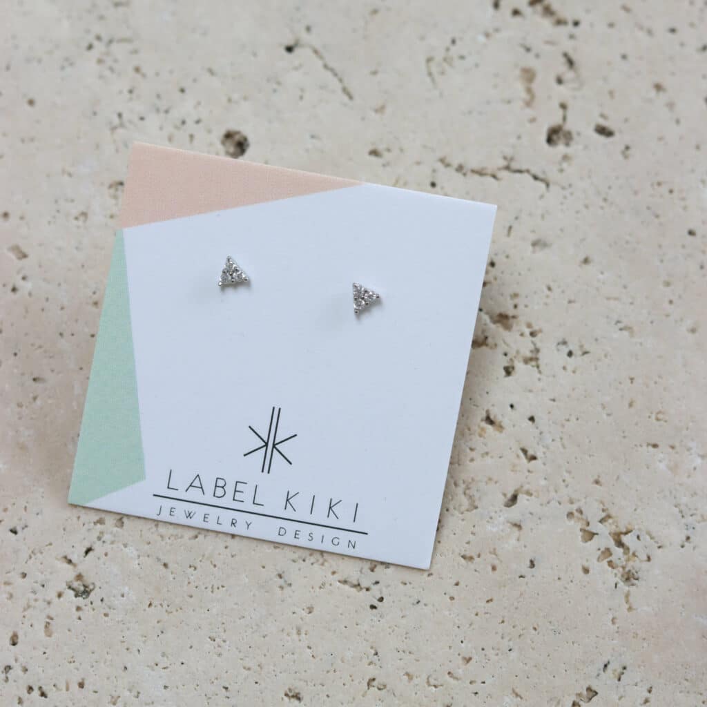 4_284 sterling silver set mini triangle 4mm