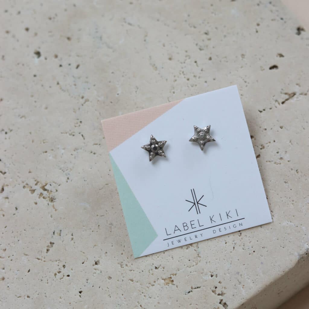 4_285 sterling silver set big star 8mm